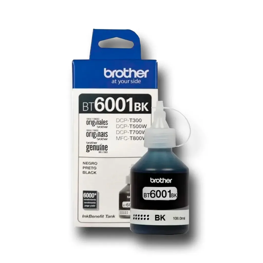[BT6001BK] Bote de Tinta Original Brother BT6001 Negro para 6,000 impresiones.